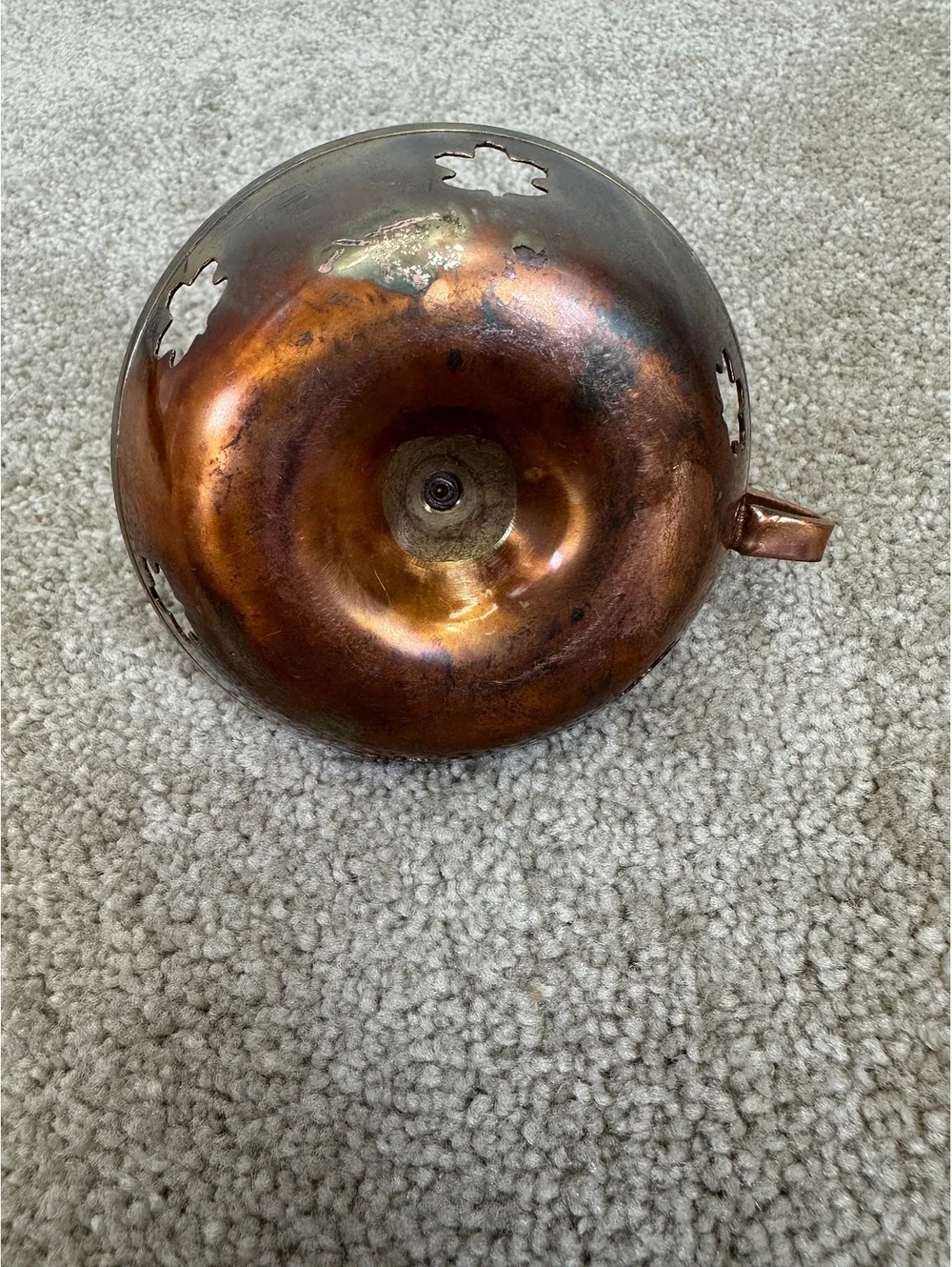 Vintage Copper & Brass Chamberstick Candleholder Finger Loop Cottagecore